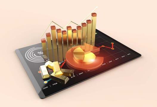 Die Goldnachfrage der Investoren boomt derzeit: Hier ist der Grund Boom bei der Goldnachfrage der Investoren, dargestellt in einem goldenen Diagramm und physischen Goldbarren