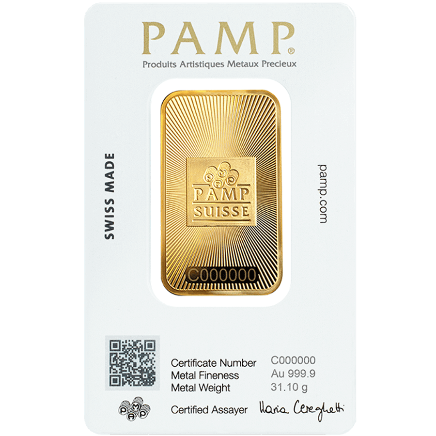 1 Unze Fein Goldbarren 999.9 - PAMP Suisse 
