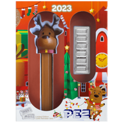PEZ® Reindeer Silver Wafers & Dispenser in custom packaging closed