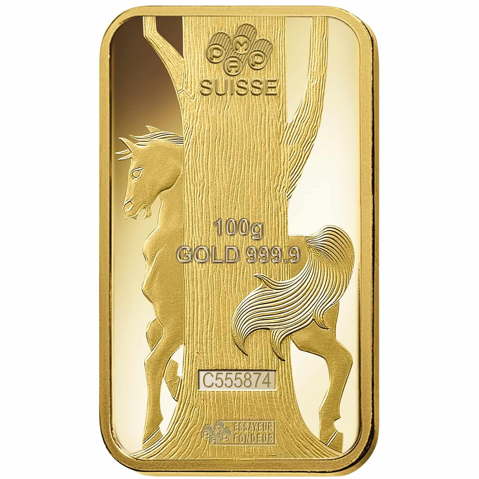 100 gram Gold Bar - PAMP Suisse Lunar Horse 100 gram Gold Bar - PAMP Suisse Lunar Horse