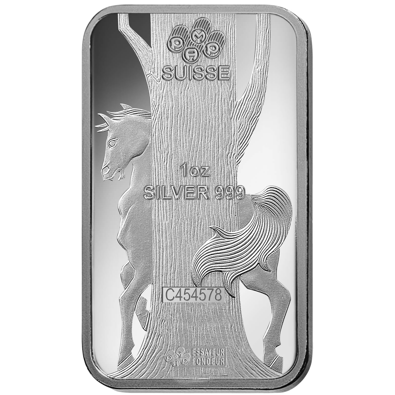 Lingot d'argent de 1 once - PAMP Suisse Lunar Cheval Lingot d'argent de 1 once - PAMP Suisse Lunar Cheval