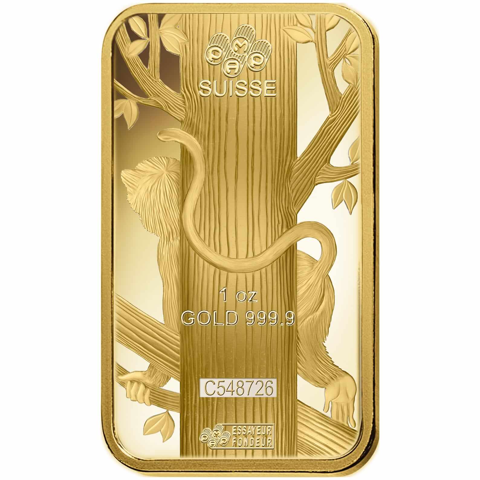 1 oz Gold Bar - PAMP Suisse Lunar Monkey 1 oz Gold Bar - PAMP Suisse Lunar Monkey