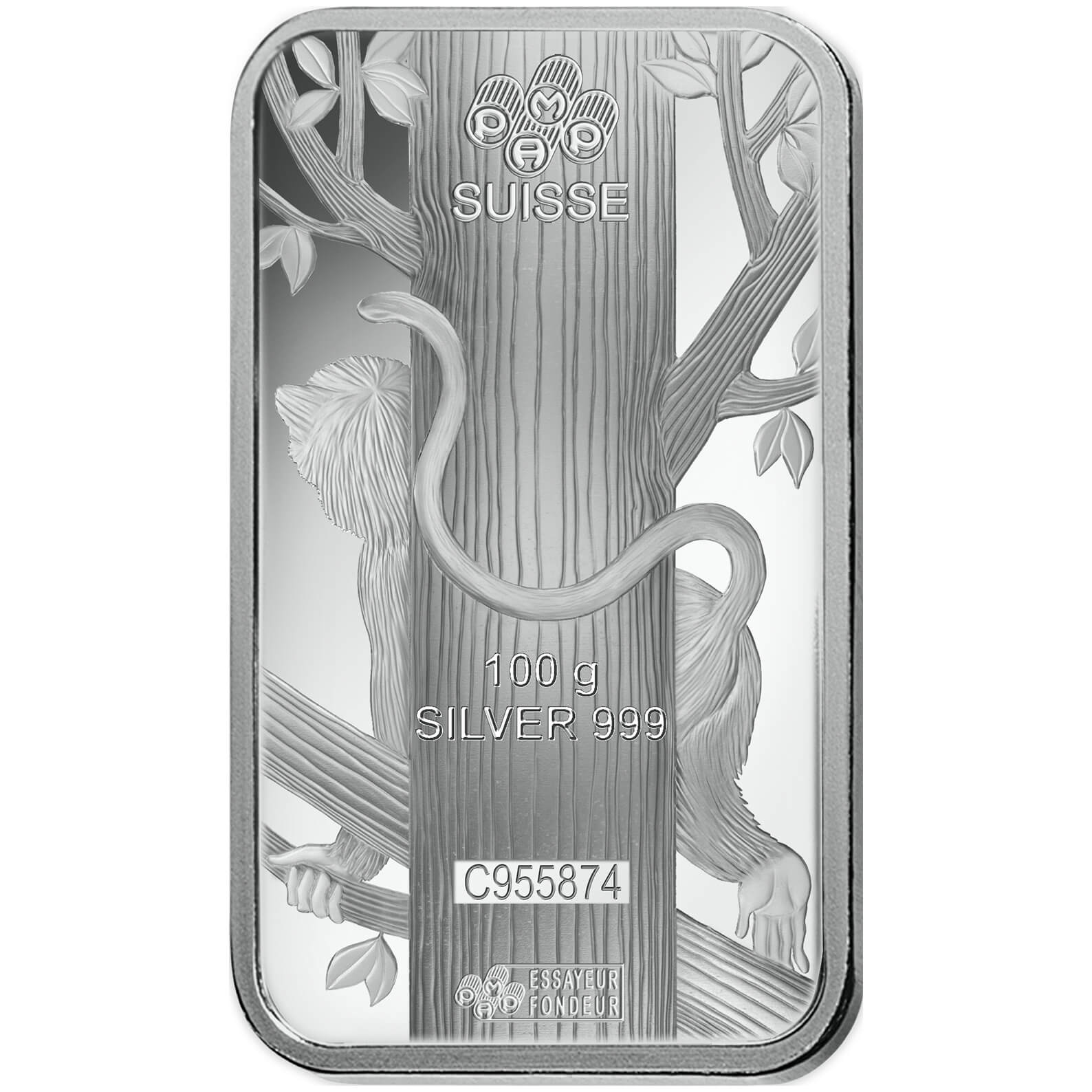 100 gram Silver Bar - PAMP Suisse Lunar Monkey 100 gram Silver Bar - PAMP Suisse Lunar Monkey