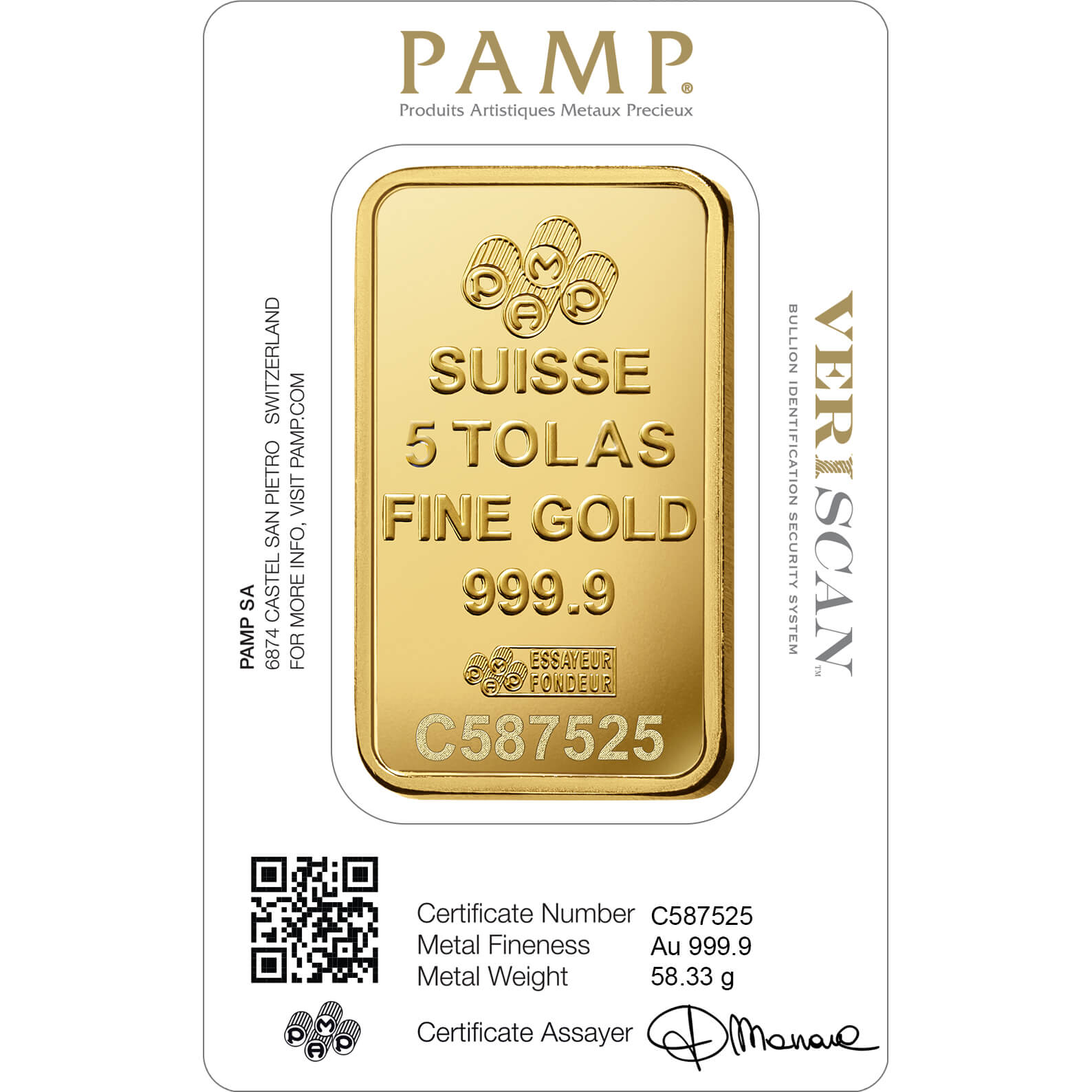 5 tolas Gold Bar - PAMP Suisse Lady Fortuna Veriscan 5 tolas Gold Bar - PAMP Suisse Lady Fortuna Veriscan